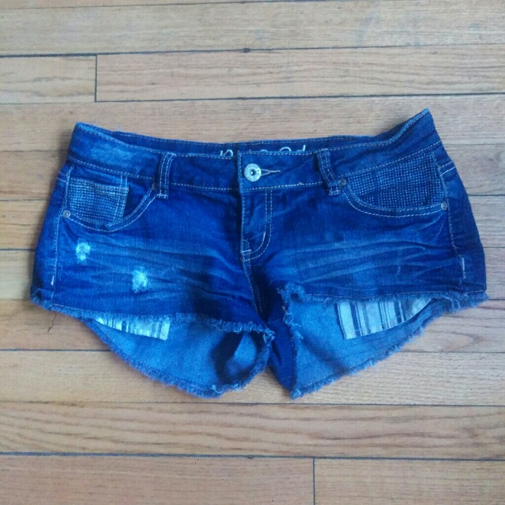 EUC distressed denim short shorts